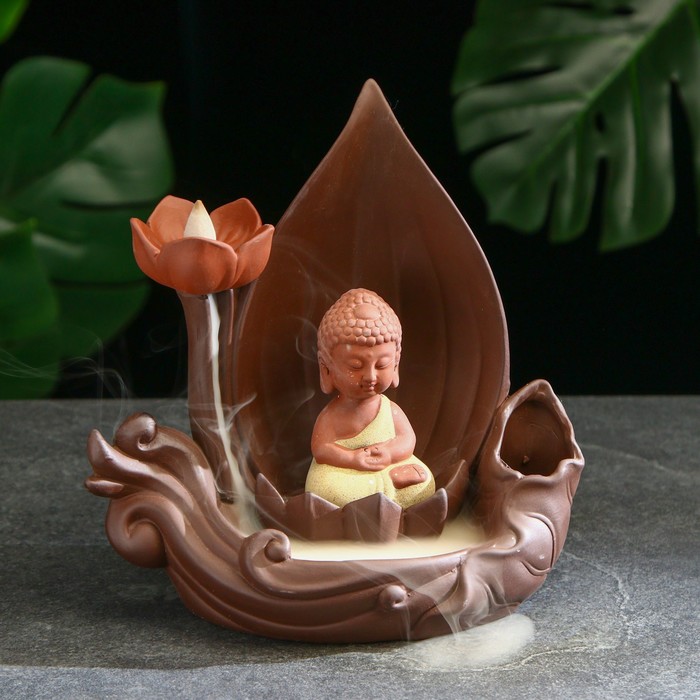 Благовоние на подставке "Будда на лотосе", аромат сандалового дерева, 12 × 20 × 21 см