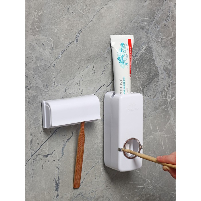 Держатель для зубных щёток и выдавливатель для зубной пасты, 16×10,5 см, цвет МИКС