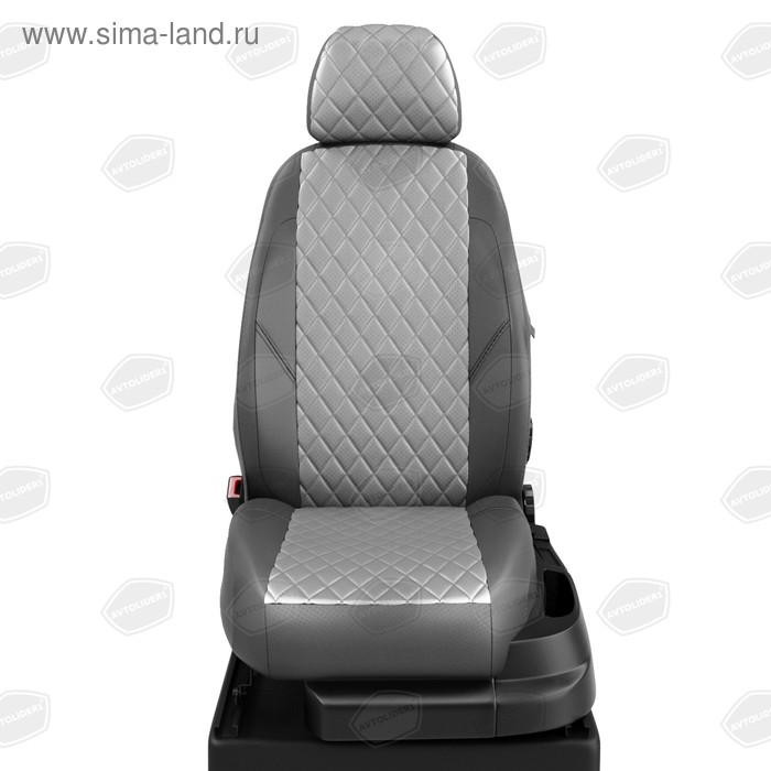 

Авточехлы для Skoda Rapid 1 с 2012-2020 г., лифтбек, перфорация, экокожа, цвет светло-серый, тёмно-серый