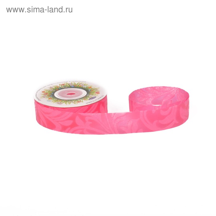Лента фетр 3D «Вензель», 2,5 см x 10 м, цвет ярко-розовый