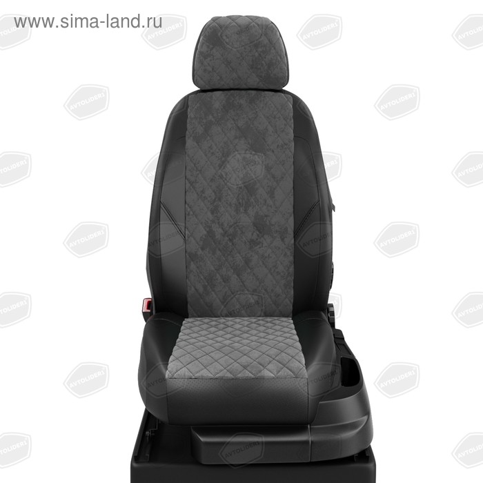 

Авточехлы для Renault Sandero Stepway 2 с 2013-2018 г., хэтчбек, экокожа, цвет тёмно-серый, чёрный