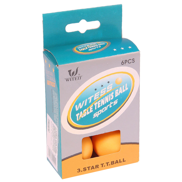 Набор шариков для настольного тенниса WITESS, 3 звезды, (набор 6 шт.)