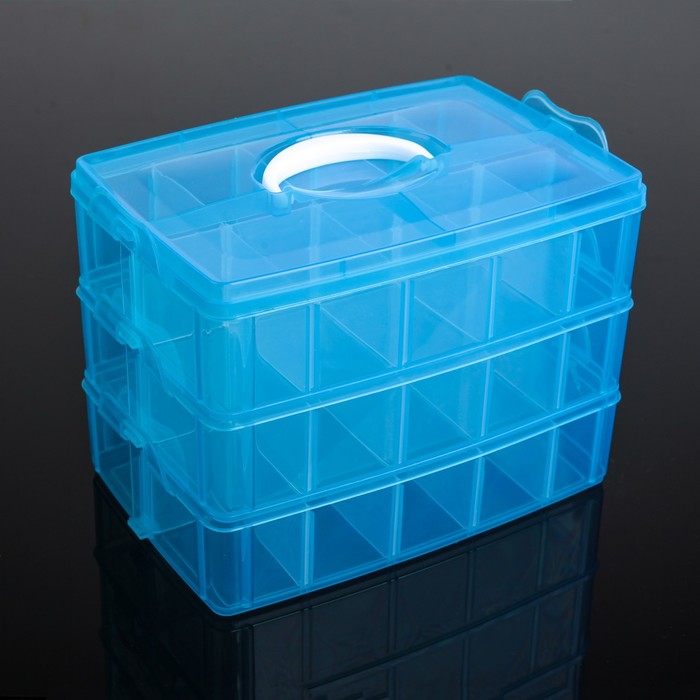 Бокс пластиковый для хранения, 3 яруса, 30 ячеек, 25×17×18 см, цвет МИКС