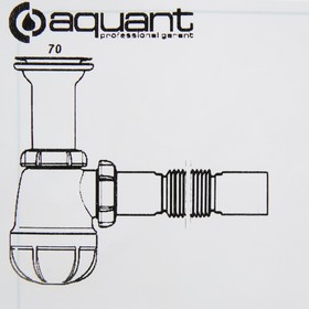 Сифон для мойки Aquant, 1 1/2" x 40/50 мм, с удлиненной горловиной, с пластиковой решеткой от Сима-ленд