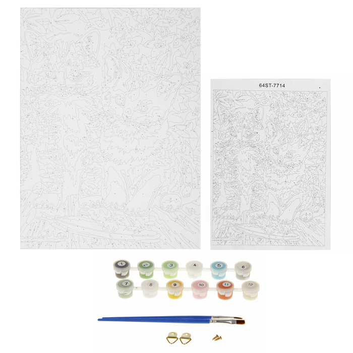 Роспись по холсту "Котята" по номерам с красками по 3 мл + кисти + инструкция + крепеж