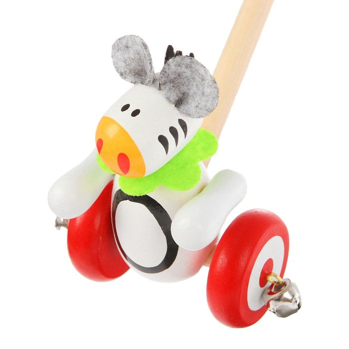 Каталка "Зебра" на палочке с бубенцами