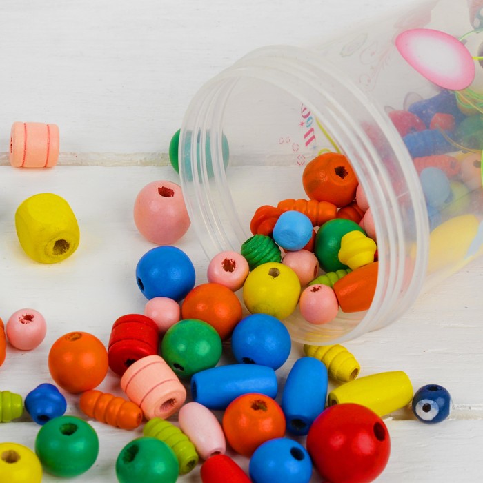 Шнуровка "Бусинки в стакане" с леской, МИКС