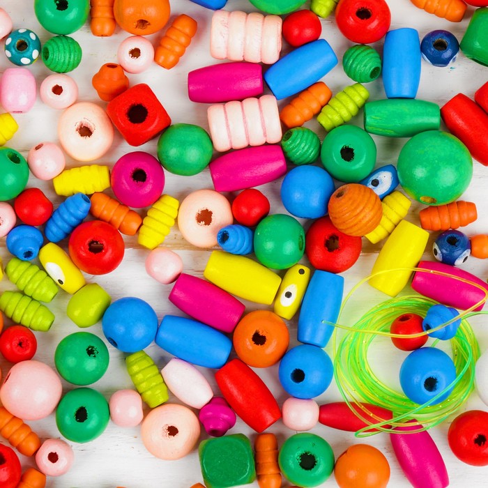 Шнуровка "Бусинки в стакане" с леской, МИКС