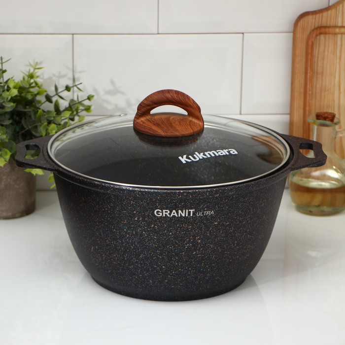 Кастрюля Granit ultra, 4 л, стеклянная крышка, антипригарное покрытие