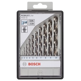 

Набор сверл по металлу BOSCH 2607010535, HSS-G, Robust Line, 10 шт, d=1-10 мм