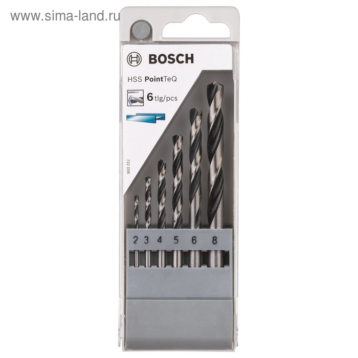 

Набор сверл по металлу BOSCH 2608577346, HSS, PointTeQ, 6 шт, d=2-8 мм, цилиндр. хвостовик