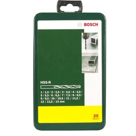 

Набор сверл по металлу BOSCH 2607019446, HSS-R, 25 шт, d=1-13 мм, цилиндрический хвостовик