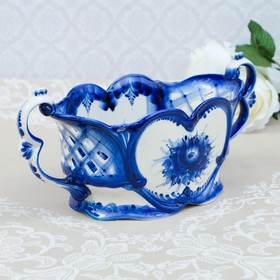 

Конфетница с ручками "Сердце", гжель, фарфор, 12х30 см