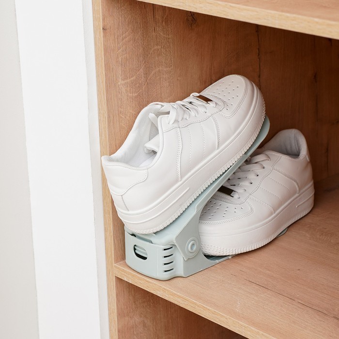 Подставка для хранения обуви регулируемая, 26×10×6 см цвет голубой