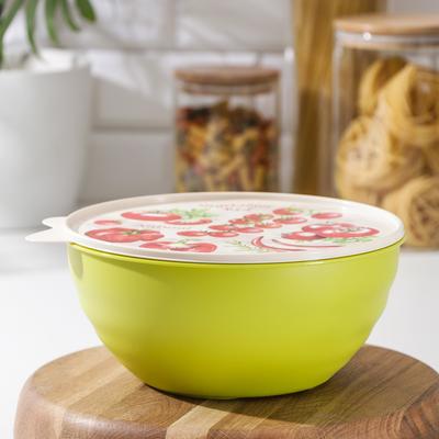Миска с крышкой с декором phibo Wave, 2,8 л, цвет МИКС