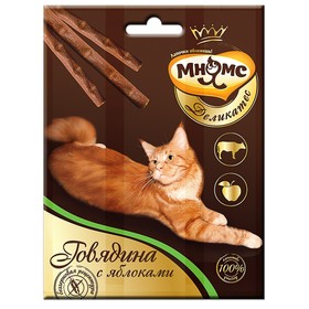 

Деликатес лакомые палочки Мнямс для кошек, с говядиной и яблоком, 9 см, 3 х 4 г