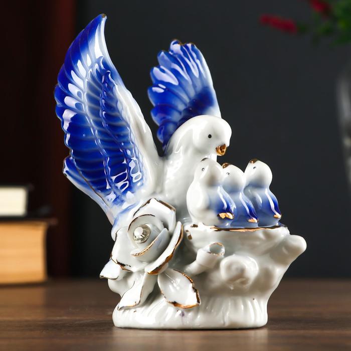 

Сувенир "Голубь с птенчиками" синие со стразами 13,5х11х7 см