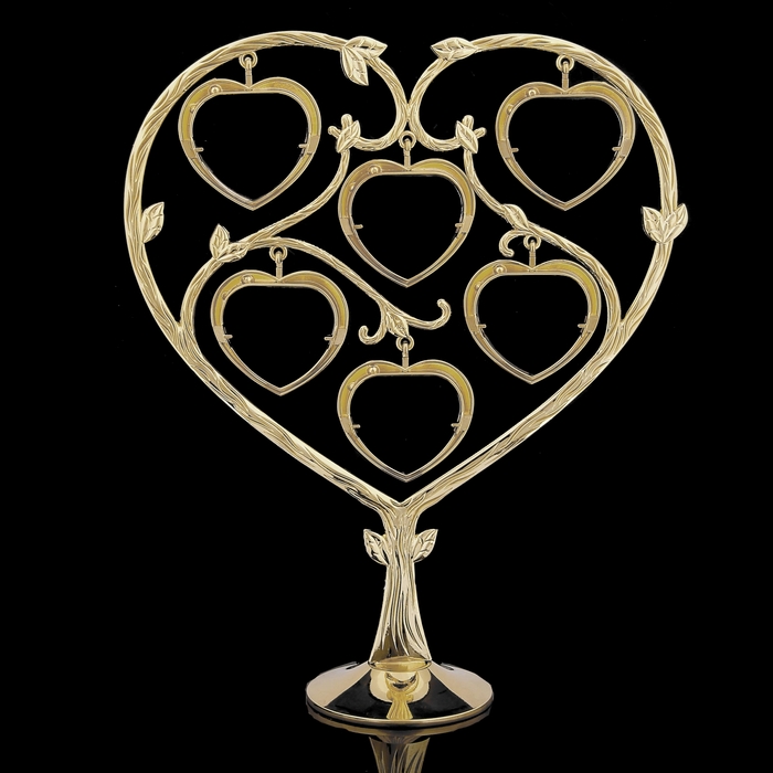 Фоторамка на 6 фото 4х4 см "Сердечность" золотистая