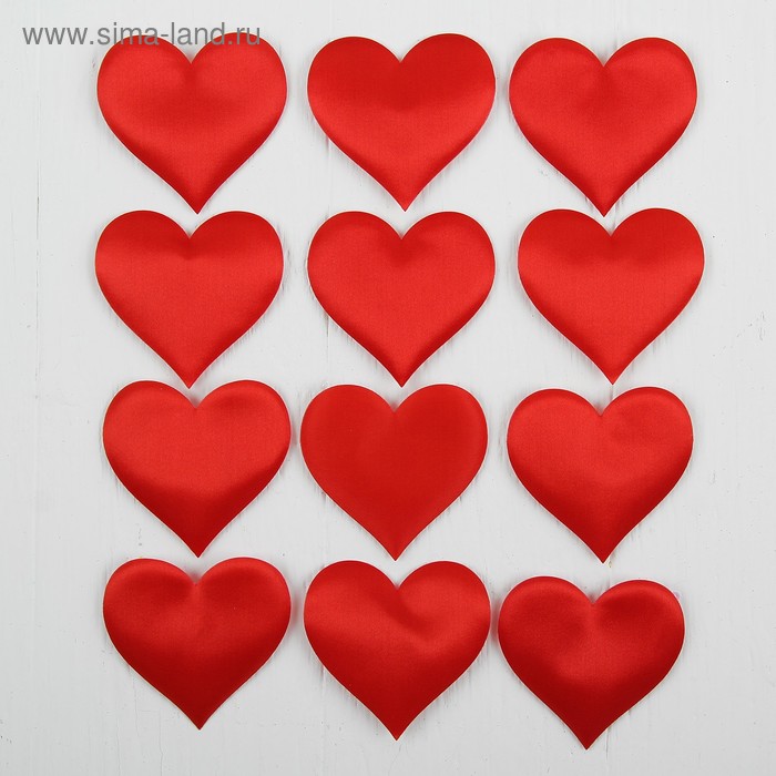 Сердечки декоративные, набор 12 шт., размер 1 шт: 6,5×5 см, цвет красный сердечки декоративные набор 5 шт размер 1 шт 5 3 5 см цвет красный