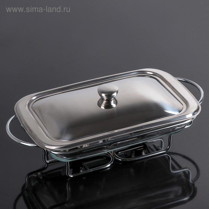 

Мармит, 2 л, жаропрочное стекло, с крышкой из нержавеющей стали,