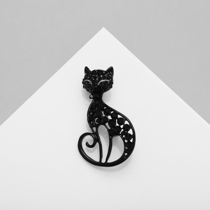 Брошь «Кошка» грациозная, цвет чёрный брошь кошка грация