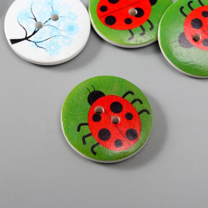 фото Набор пуговиц декоративных дерево "природа" набор 15 шт микс 2,5х2,5 см арт узор