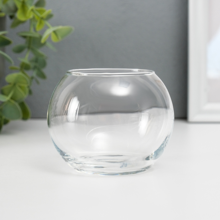 фото Подсвечник стекло на 1 свечу "шар" прозрачный 7х9х9 см