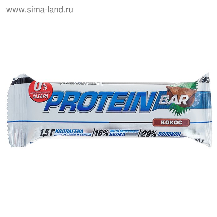 Батончик Protein Bar кокос, тёмная глазурь, спортивное питание, 50 г