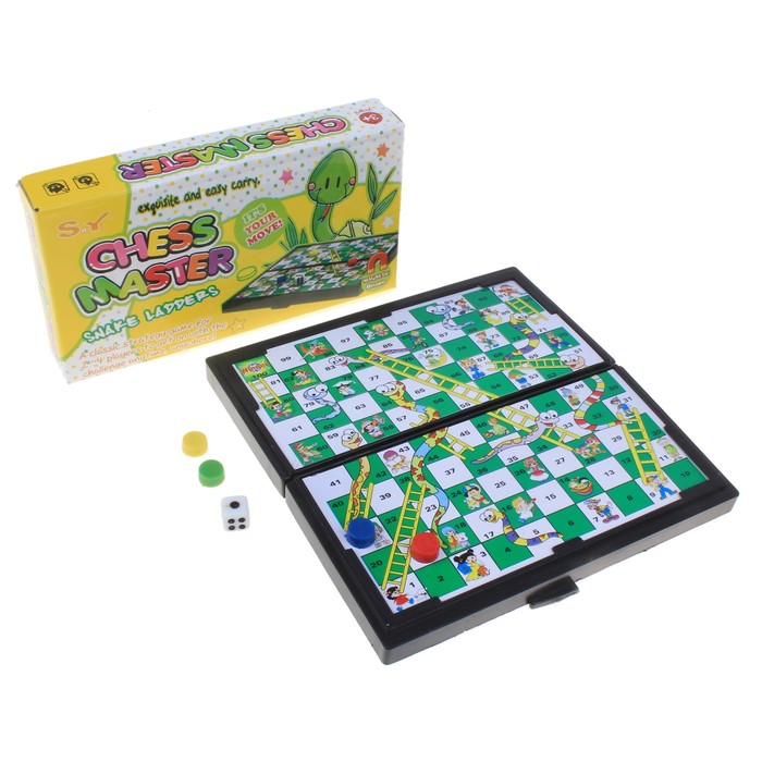Игра настольная "Змеи и лестницы", без магнита, в коробке