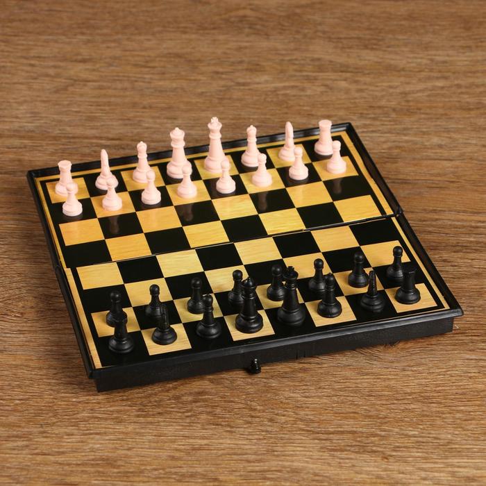 купить Игра настольная 3 в 1: шашки, шахматы, нарды, поле 19 × 19 см, в коробке