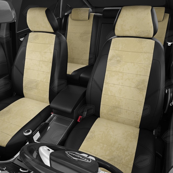 

Авточехлы для Mercedes Benz C-classe W204 с 2006-2014 г., седан, экокожа, алькантара, цвет бежевый, чёрный