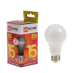 Лампа светодиодная IN HOME LED-A60-VC, Е27, 15 Вт, 230 В, 3000 К, 1350 Лм
