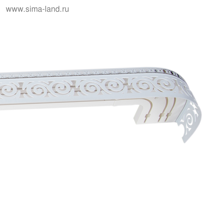 Карниз трёхрядный «Завиток», ширина 180 см, серебро, цвет белый