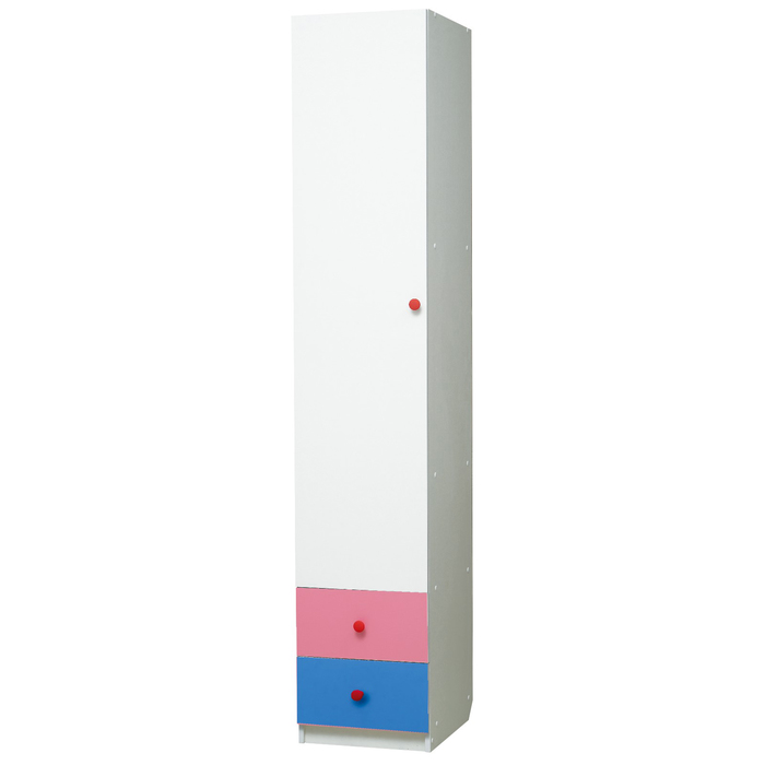 Шкаф с ящиками «Радуга», 400×490×2100 мм, цвет белый / розовый / синий