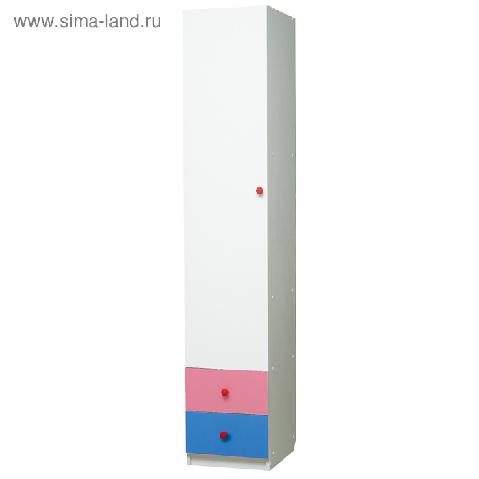 Шкаф с ящиками «Радуга», 400 × 490 × 2100 мм, цвет белый/ярко-розовый/синий