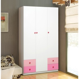 Шкаф 3-х дверный «Радуга», 1200×490×2100 мм, цвет белый / розовый / светло-розовый