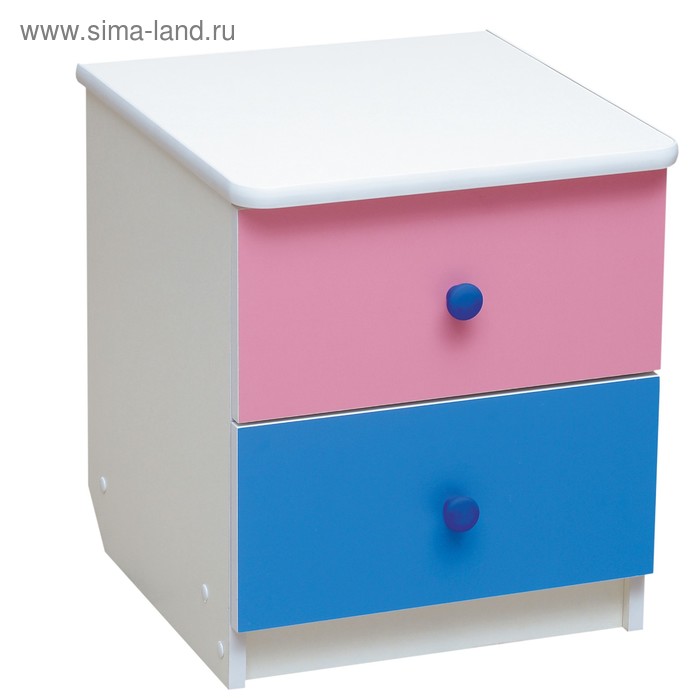 Тумба прикроватная «Радуга», 410 × 440 × 468 мм, цвет белый/ярко-розовый/синий