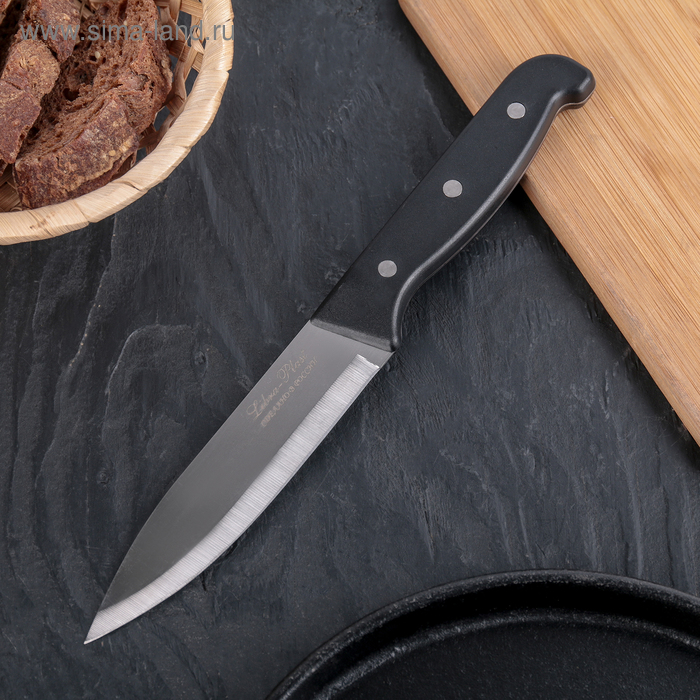 фото Нож кухонный «классик» универсальный,лезвие 13 см, чёрная пластиковая ручка libra plast