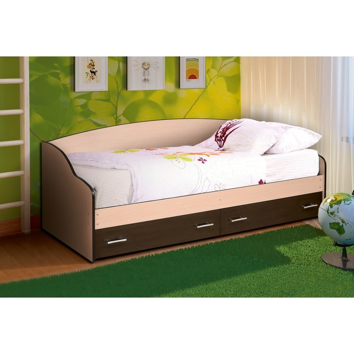 Кровать «Софа №4», 900 × 2000 мм, цвет дуб молочный/венге