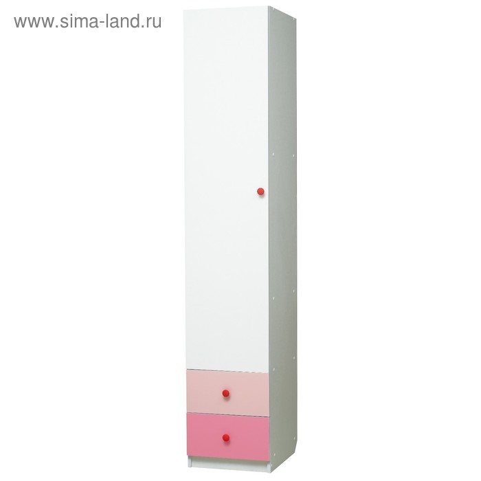 Шкаф с ящиками «Радуга», 400×490×2100 мм, цвет белый / розовый / светло-розовый