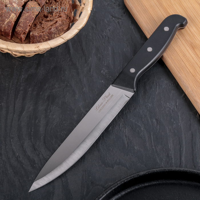 фото Нож кухонный «классик» универсальный,лезвие 16 см, чёрная пластиковая ручка libra plast