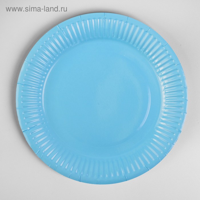 фото Тарелка бумажная однотонная, 18 см, набор 6 шт., цвет голубой страна карнавалия