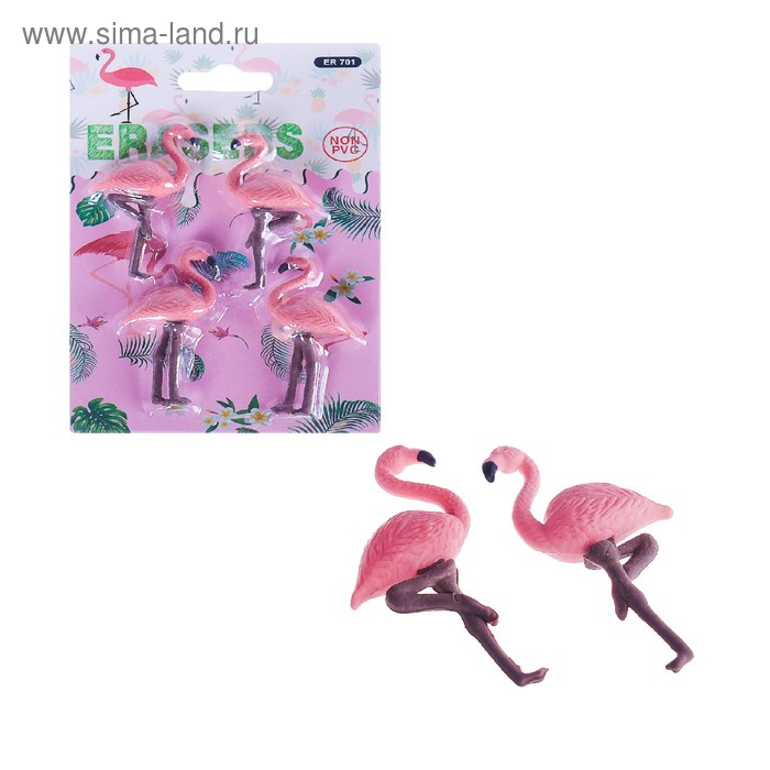 фото Набор ластиков фигурных, 4 штуки, «фламинго», микс