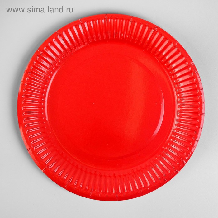 фото Тарелка бумажная, однотонная, 18 см, набор 6 шт., цвет красный страна карнавалия