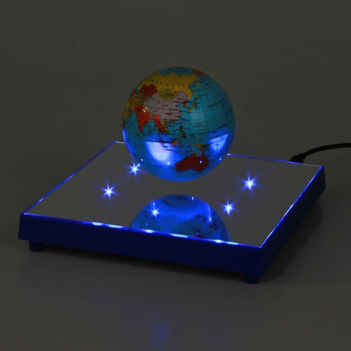 Глобус сувенирный на магнитном поле, с подсветкой, d=8.5 см, английский язык, 220 В