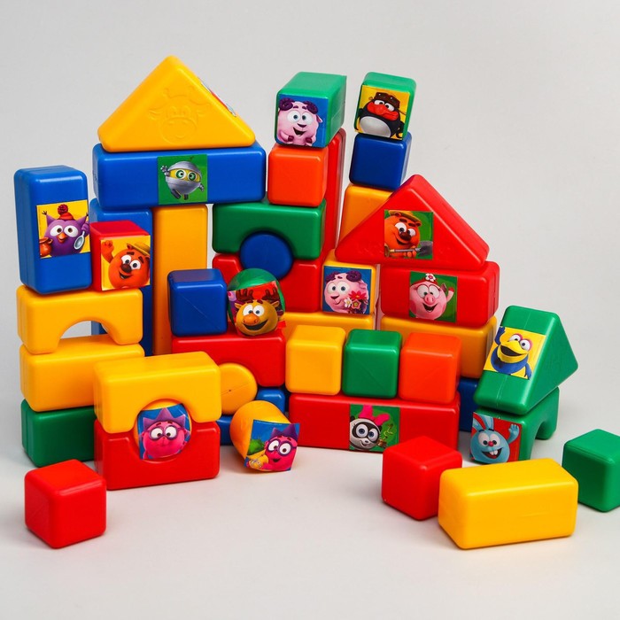фото Набор цветных кубиков, "смешарики", 60 элементов, кубик 4 х 4 см