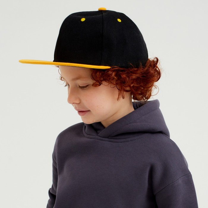 Бейсболка с прямым козырьком для мальчика MINAKU, размер 56, цвет чёрный/жёлтый