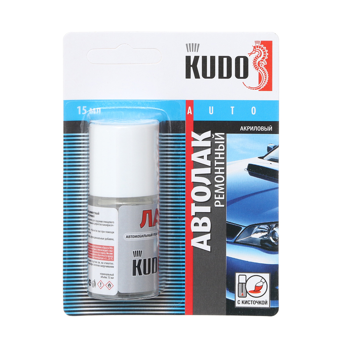 

Лак Kudo автомобильный ремонтный с кисточкой, глянцевый, 15 мл KU-70000