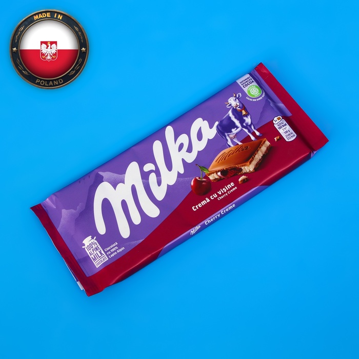 Молочный шоколад Milka Cherry Chocolate, вишневый крем, 100 г шоколад молочный milka 100 г