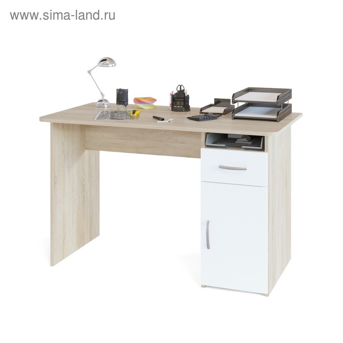 Компьютерный стол, 1200 × 600 × 740 мм, цвет дуб сонома/белый стол с полками 600 × 600 × 850 мм цвет белый дуб сонома